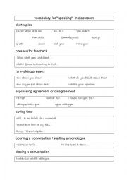 English Worksheet: vocabulary for speaking activities