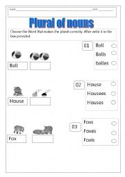 English Worksheet: Plural of nouns