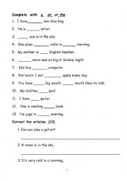 English Worksheet: grammar test