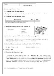 English Worksheet: a test for 7th form pupils