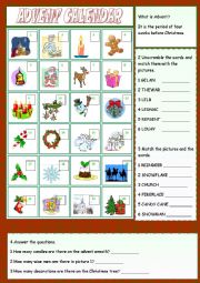 English Worksheet: Advent Calendar