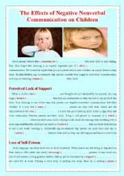 English Worksheet: The Effects of Negative Nonverbal Communication on Children
