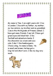 English Worksheet: Reading comprehension: Tina