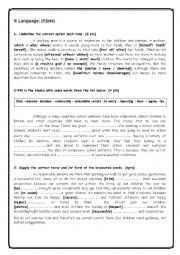 English Worksheet: 2nd form Arts Test