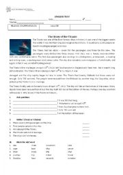 English Worksheet: titanic test