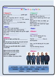 Maroon 5- Lucky Strike Fill in the blanks lyrics worksheet