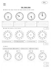 English Worksheet: the time exam