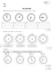 English Worksheet: the time exam II