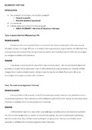 English Worksheet: Biography Writing