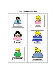 English Worksheet: FAMILY MEMBERS FLASHCARDS