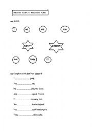 English Worksheet: Present simple-negative form