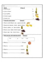 English Worksheet: food