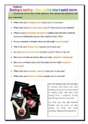 English Worksheet: Adjectives +ed or ing   interactive Student A