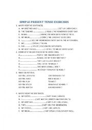 English Worksheet: PRESENT SIMPLE TENSE EXERCISES