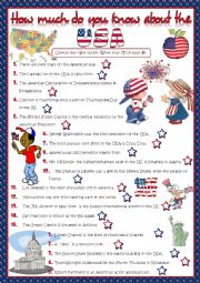 English Worksheet: How much do you know about the USA? - quiz *KEY included*