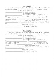 English Worksheet: Sams Routine