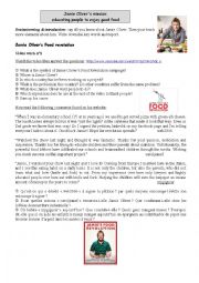 English Worksheet: Jamie Olivers food revolution campaign