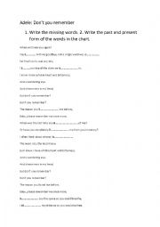 English Worksheet: Adele Dont you remember.