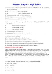 English Worksheet: High school Present Simple test