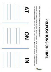 English Worksheet: Prepositions of time