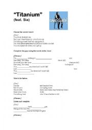 English Worksheet: Titanium  David Guetta