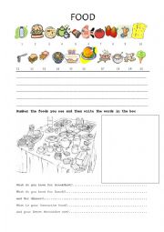 English Worksheet: Food