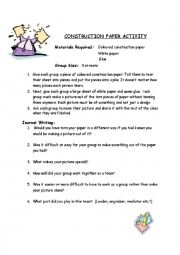 English Worksheet: Paper Tearing Group Activity