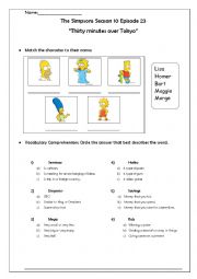 The Simpsons S10E23 Thirty minutes over Tokyo worksheet