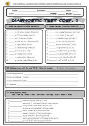 English Worksheet: Personal pronouns, verb to be present, possessive adjectives, question words, articles