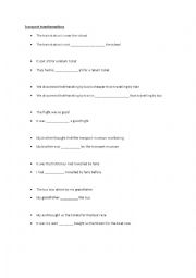 English Worksheet: PET Exam Sentence transformations (Transport topic)