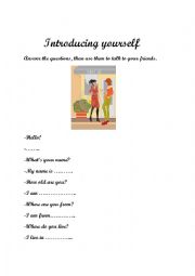 English Worksheet: Introducing yourself by answering the questions