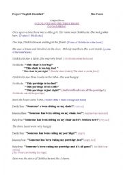 English Worksheet: Goldilocks and the Three bears