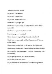 English Worksheet: talk about your routine