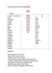 English Worksheet: Phonetic Exercises with the sound [d3]