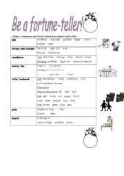 English Worksheet: be a fortune-teller