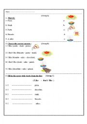 English Worksheet: food