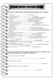 English Worksheet: PRESENT PERFECT OR PAST SIMPLE 