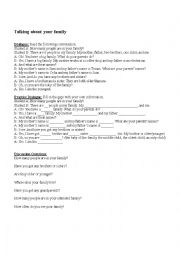 English Worksheet: Talking about the family