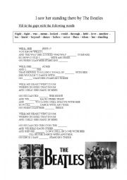 English Worksheet: Song worksheet: I saw her standing there by the Beatles