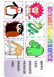English Worksheet: flashcard about some animals for young children