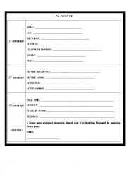 English Worksheet: writing:all about me