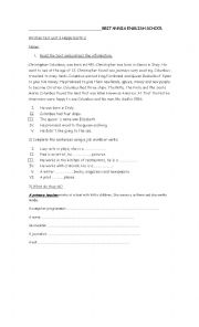 English Worksheet: Christopher Colombus reading comprehension