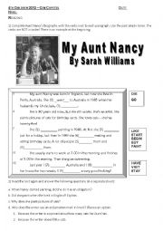 English Worksheet: Biography writing practice