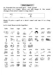 English Worksheet: Magic E worksheet
