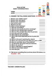 English Worksheet: BASIC CONVERSATION QUESTIONS