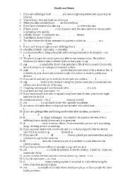 English Worksheet: Health and Illnesses