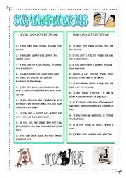 English Worksheet: SUPERSTITIONS