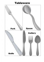 English Worksheet: Tableware with words