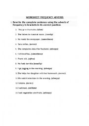 worksheet frecuency adverbs