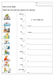 English Worksheet: action verbs present continuous